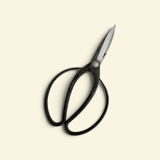 Minamoto no Akitada Traditional Japanese Gardener Scissors Total Length & Blade (215mm/81mm) Kigami Yellow Paper Steel [Traditional Hand-Forged from Scratch / Rivet Joint / Hollow Ground]