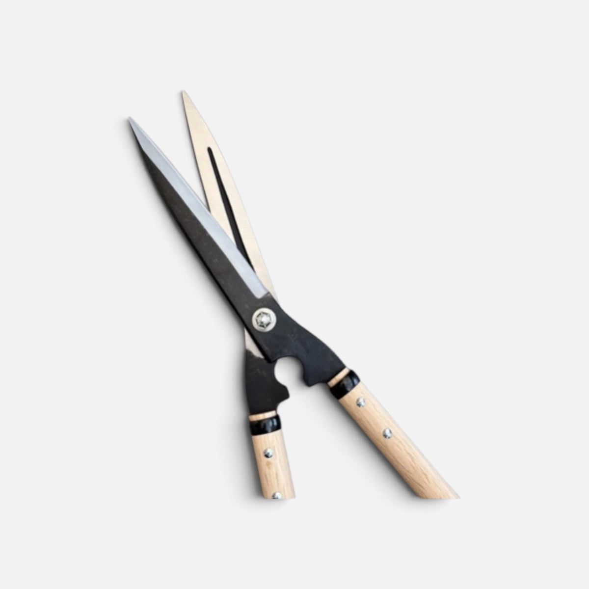 Hasami Masamune Traditional Japanese Hedge Shears Sharp-Angle Model (NO.127) Blade 210mm / Mid-Length Oak Handle 360mm Shirogami White Paper Steel [Traditional Hand-Forged from Scratch / Hollow Ground / Twisted Blade]