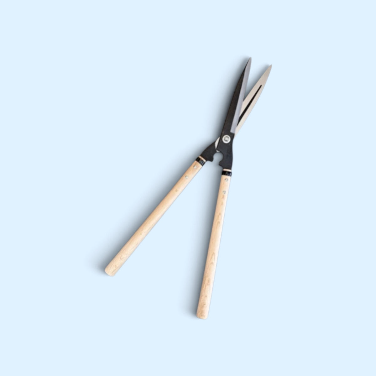 Kihachi Traditional Japanese Hedge Shears Sharp-Angle Model (NO.127) Blade 210mm / Mid-Length Oak Handle 360mm Aogami Blue Paper Steel [Traditional Hand-Forged from Scratch / Hollow Ground / Twisted Blade]