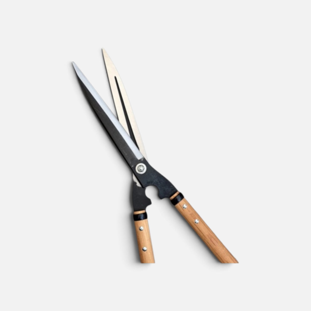 Hasami Masamune Traditional Japanese Hedge Shears Sharp-Angle Model (NO.128) Blade 240mm / Mid-Length Oak Handle 360mm Shirogami White Paper Steel [Traditional Hand-Forged from Scratch / Hollow Ground / Twisted Blade / Yoshioka Hamono]