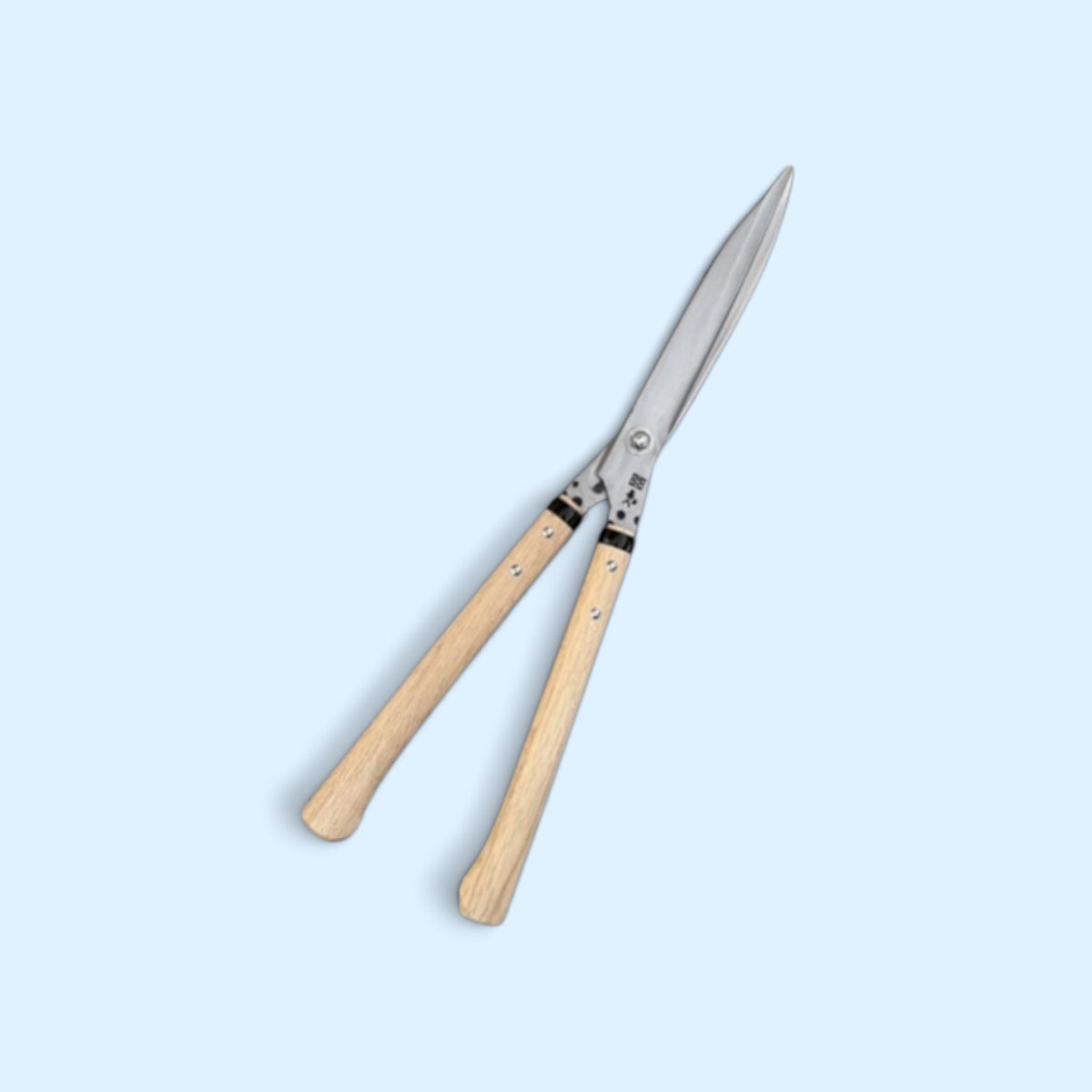 Kihachi Traditional Japanese Leaf-Trimming Hedge Shears with Stopper (NO.108) Blade 210mm / Polished Finish / Short Nata Oak Handle 270mm Aogami Super Steel [Traditional Hand-Forged from Scratch / Polished Finish / Urasuki Hollow Ground / Blade Stopper]