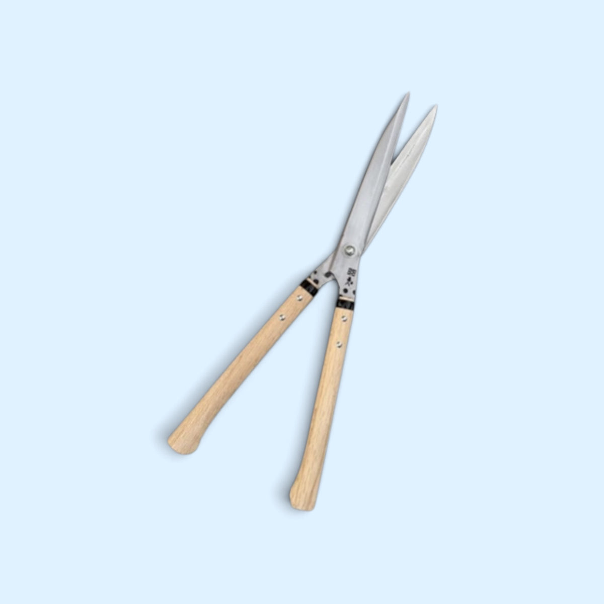 Kihachi Traditional Japanese Leaf-Trimming Hedge Shears with Stopper (NO.108) Blade 210mm / Polished Finish / Short Nata Oak Handle 270mm Aogami Super Steel [Traditional Hand-Forged from Scratch / Polished Finish / Urasuki Hollow Ground / Blade Stopper]