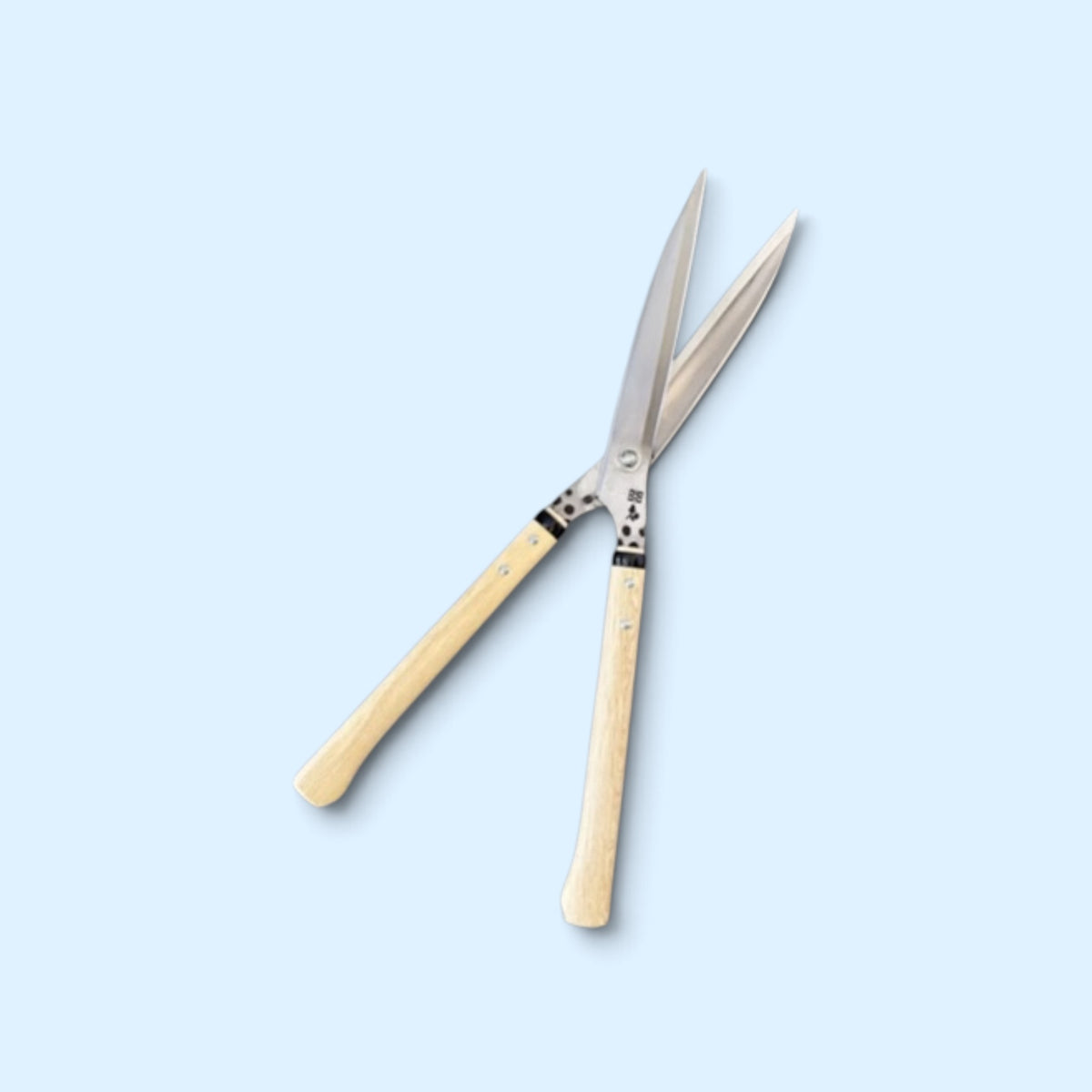 Kihachi Traditional Japanese Leaf-Trimming Hedge Shears with Stopper (NO.108) Blade 210mm / Polished Finish / Short Nata Oak Handle 270mm Aogami Super Steel [Traditional Hand-Forged from Scratch / Polished Finish / Urasuki Hollow Ground / Blade Stopper]