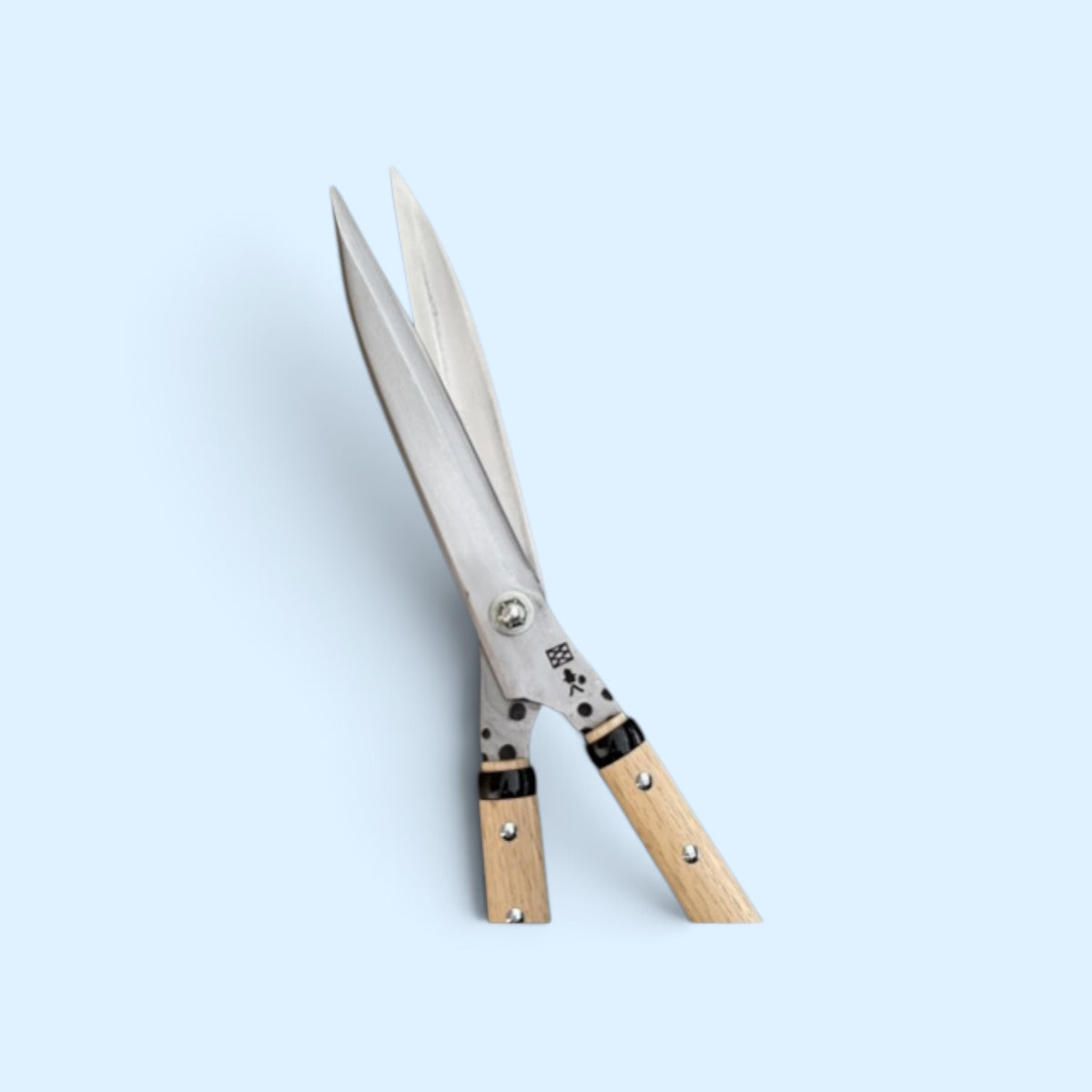 Kihachi Traditional Japanese Leaf-Trimming Hedge Shears with Stopper (NO.108) Blade 210mm / Polished Finish / Short Nata Oak Handle 270mm Aogami Super Steel [Traditional Hand-Forged from Scratch / Polished Finish / Urasuki Hollow Ground / Blade Stopper]