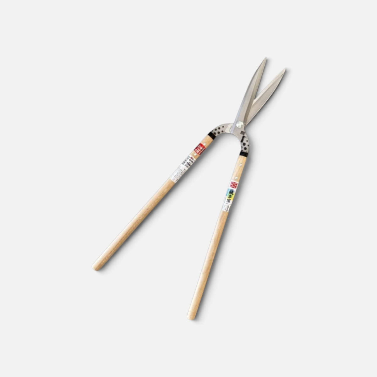 Hasami Masamune Gate-Style Leaf-Trimming Hedge Shears Total Length & Blade 820mm/210mm /Long Oak Handle 540mm with Shirogami White Paper Steel Blade [Traditional Hand-Forged from Scratch / Hollow Ground Back / Twisted Blade / Screw joint / Polished ]