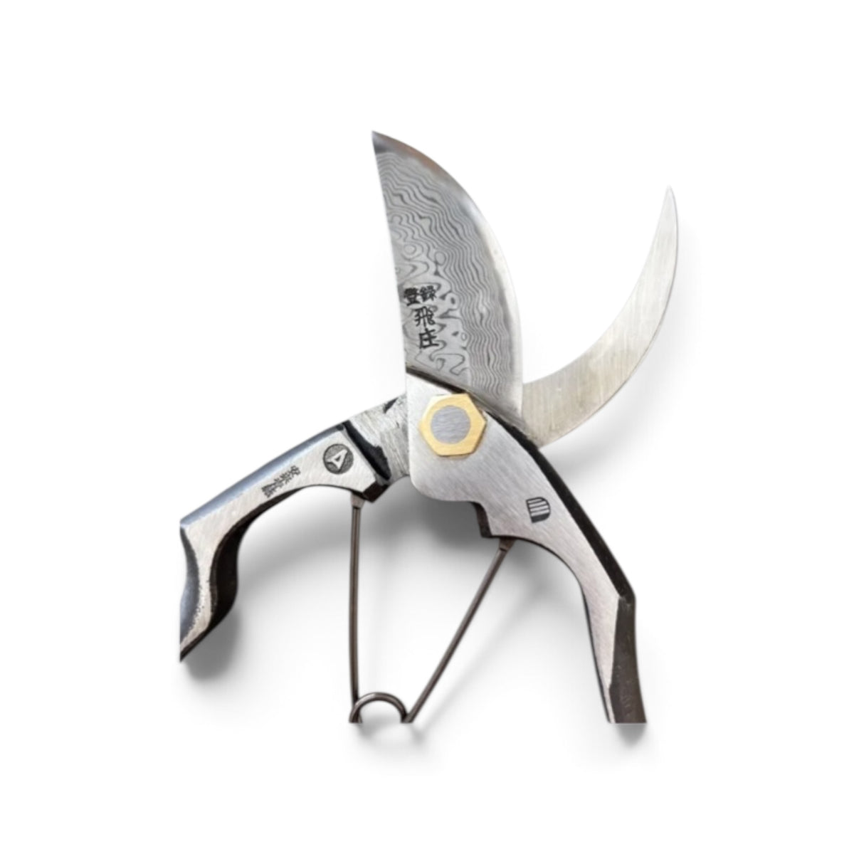 Tobisho Professional Pruning Secateurs Total Length & Blade: 205mm/64mm Multi-Layered Damascus Yasuki Blue Paper Steel Laminated [Machine-Forged & Hand-Finished with Laminated construction / Hollow Ground Back / Twisted Blade / Screw Joint ]