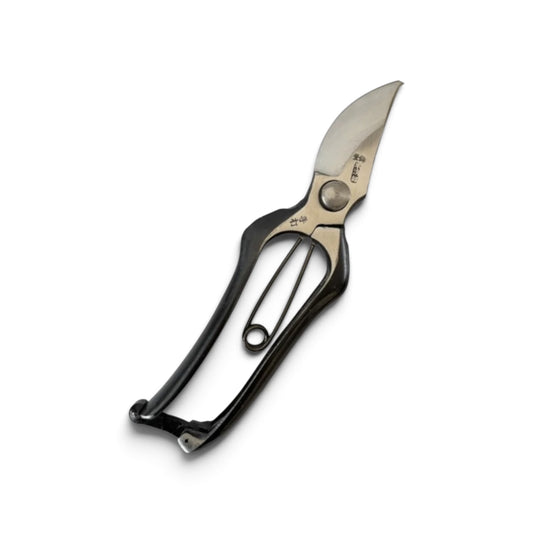 Hanjiro Pruning Secateurs Left-Handed Total Length & Blade: 200mm/60mm High-Carbon Japanese Cutlery Steel [Traditional Hand Forged from Scratch / Hollow Ground Back / Twisted Blade / Screw Joint / True Left-Handed Mirror-Image Construction]