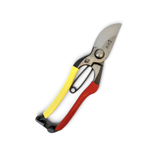 Tobisho Pruning Secateurs Left-Handed Vinyl Grip Total Length & Blade: 200mm/60mm Premium Japanese Special Cutlery Steel [Traditional Hand Forged from Scratch / Hollow Ground Back / Twisted Blade / Screw Joint / Traditional Bottom Catch]