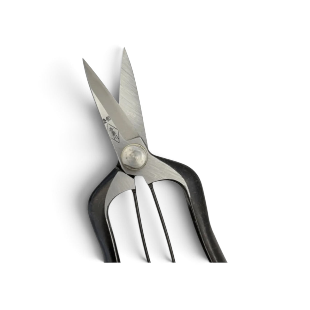 Azumagawa Mini Bud Trimming Scissors Double-Edged Total Length & Blade: 165mm/58mm Weight: 172g | Premium Japanese Carbon Cutlery Steel [Traditional Hand Forged from Scratch / Hollow Ground Back / Twisted Blade / Screw Joint / Bottom Spring Lock]