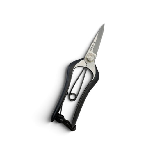 Azumagawa Mini Bud Trimming Scissors Double-Edged Total Length & Blade: 165mm/58mm Weight: 172g | Premium Japanese Carbon Cutlery Steel [Traditional Hand Forged from Scratch / Hollow Ground Back / Twisted Blade / Screw Joint / Bottom Spring Lock]