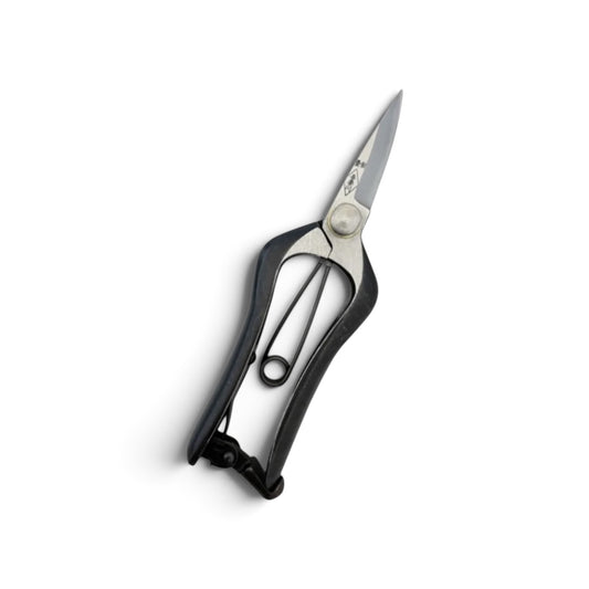Azumagawa Mini Bud Trimming Scissors Single-Edged Total Length & Blade: 165mm/58mm Weight: 168g | Premium Japanese Carbon Cutlery Steel [Traditional Hand Forged from Scratch / Hollow Ground Back / Twisted Blade / Screw Joint / Bottom Spring Lock]
