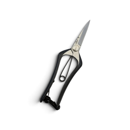 Azumagawa Bud Trimming Scissors Double-Edged Total Length & Blade: 180mm/65mm Weight: 170g | Premium Japanese Carbon Cutlery Steel [Traditional Hand Forged from Scratch / Hollow Ground Back / Twisted Blade / Screw Joint / Bottom Spring Lock]