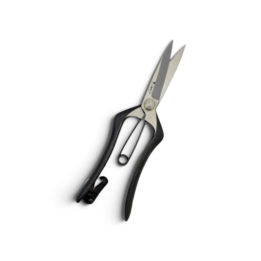 Azumagawa Bud Trimming Scissors Double-Edged Total Length & Blade: 200mm/77mm Weight: 208g | Premium Japanese Carbon Cutlery Steel [Traditional Hand Forged from Scratch / Hollow Ground Back / Twisted Blade / Screw Joint / Bottom Spring Lock]