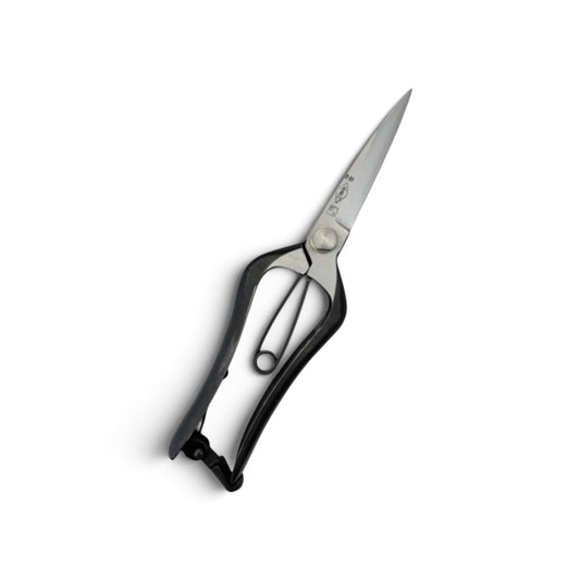Azumagawa Bud Trimming Scissors Double-Edged Total Length & Blade: 210mm/87mm Weight: 223g | Premium Japanese Carbon Cutlery Steel [Traditional Hand Forged from Scratch / Hollow Ground Back / Twisted Blade / Screw Joint / Bottom Spring Lock]