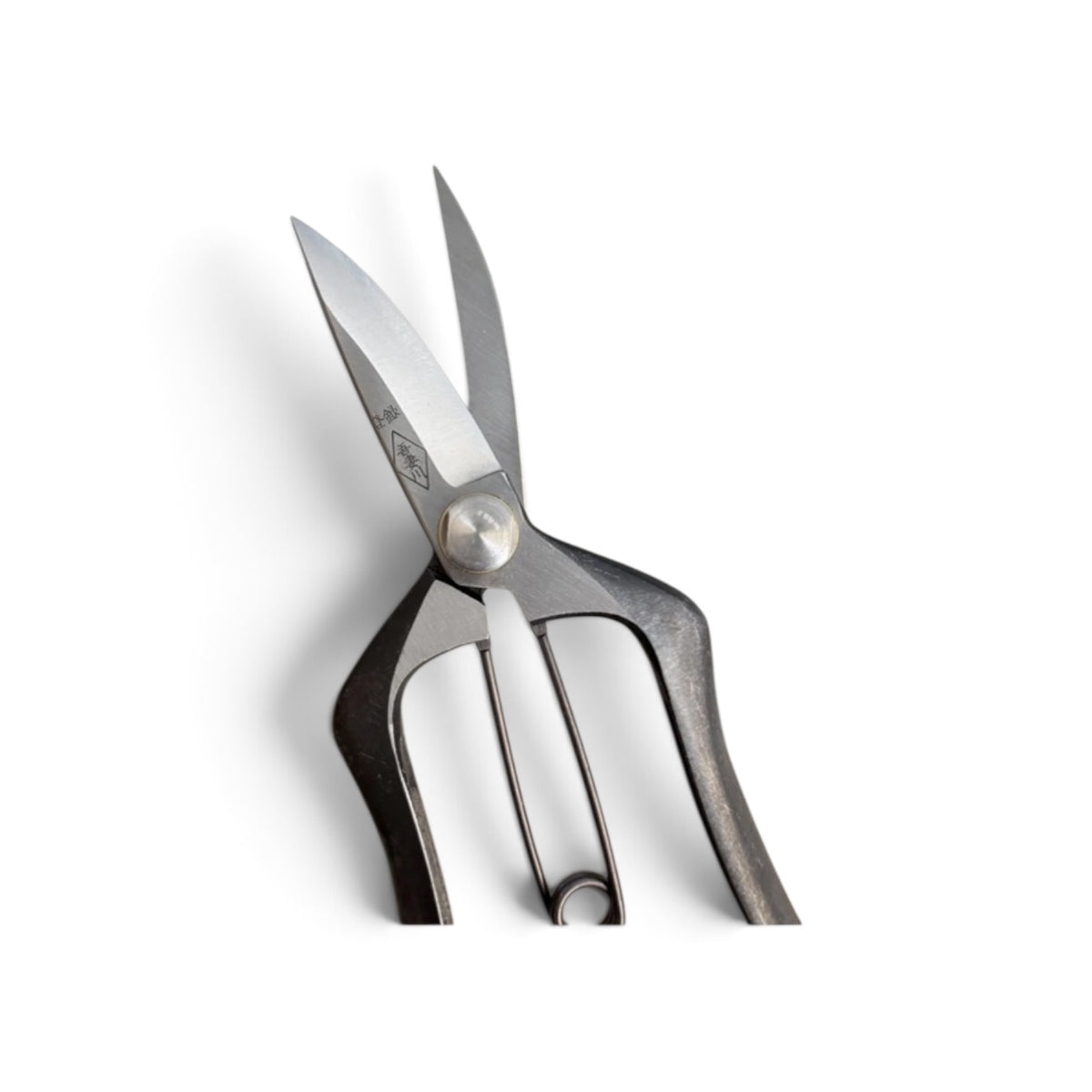 Azumagawa Bud Trimming Scissors Single-Edged Total Length & Blade: 190mm/64mm Weight: Approx. 180g | Premium Japanese Carbon Cutlery Steel [Traditional Hand Forged from Scratch / Hollow Ground Back / Twisted Blade / Screw Joint / Bottom Spring Lock]