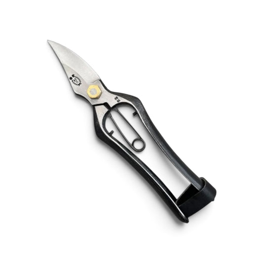 Murahisa Bud Trimming Scissors Single-Edged Total Length & Blade: 180mm/60mm Weight: 190g | High Carbon Cutlery Steel [Traditional Hand Forged / Yamagata Cutlery Heritage / Hollow Ground Back / Twisted Blade / Screw Joint / Leather Loop Lock]