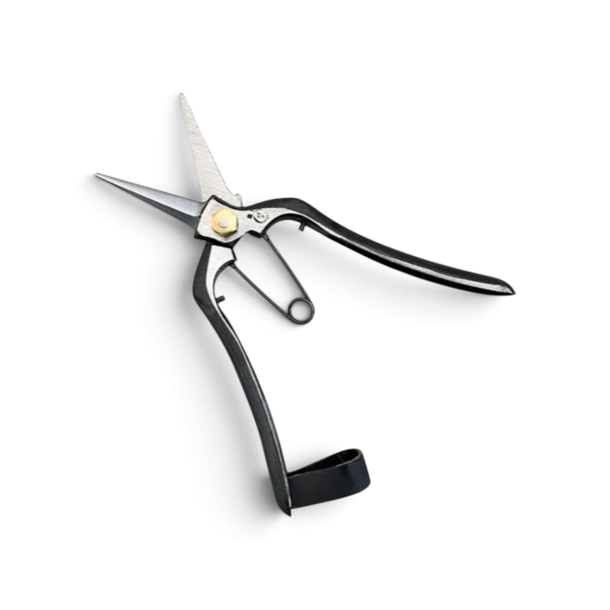 Murahisa Bud Trimming Scissors Double-Edged Leather Catch Total Length & Blade: 180mm/58mm Weight: 185g | Premium Japanese Carbon Cutlery Steel [Traditional Hand Forged from Scratch / Hollow Ground Back / Twisted Blade / Screw Joint / Leather Loop Lock]