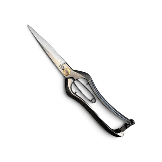 Murahisa Bud Trimming Scissors Double-Edged Total Length & Blade: 240mm/100mm Weight: 250g | Premium Japanese Carbon Cutlery Steel [Traditional Hand Forged from Scratch / Hollow Ground Back / Twisted Blade / Screw Joint / Bottom Spring Lock]