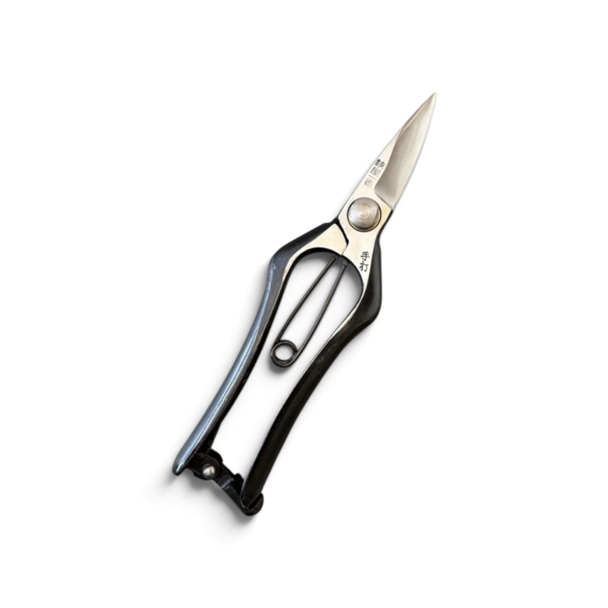 Hasamiya Ichiban Bud Trimming Scissors Single-Edged Total Length & Blade: 185mm/58mm Weight: 185g | Premium Japanese Carbon Cutlery Steel [Traditional Hand Forged from Scratch / Hollow Ground Back / Twisted Blade / Screw Joint / Bottom Spring Lock]
