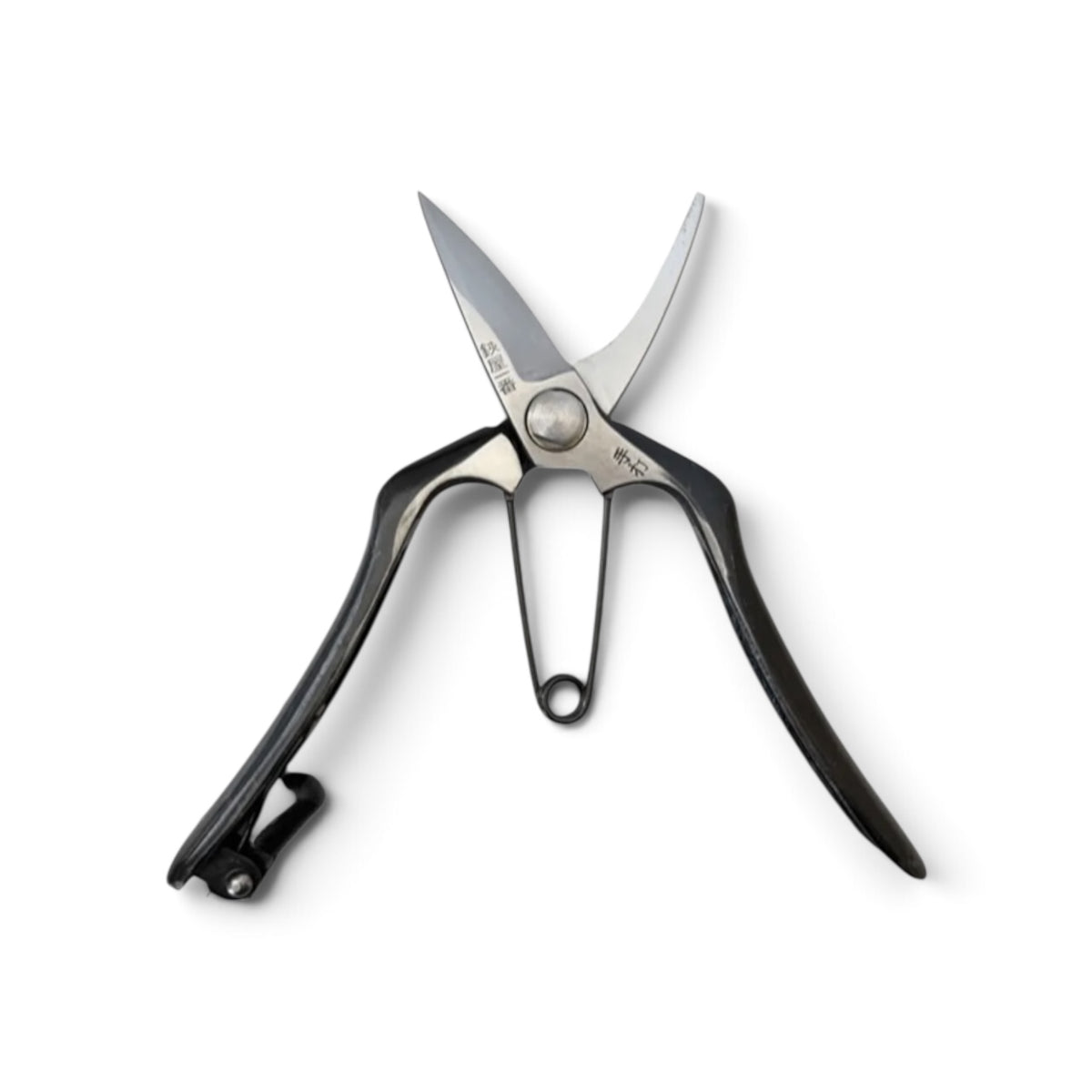 Hasamiya Ichiban Bud Trimming Scissors Single-Edged Total Length & Blade: 185mm/58mm Weight: 185g | Premium Japanese Carbon Cutlery Steel [Traditional Hand Forged from Scratch / Hollow Ground Back / Twisted Blade / Screw Joint / Bottom Spring Lock]