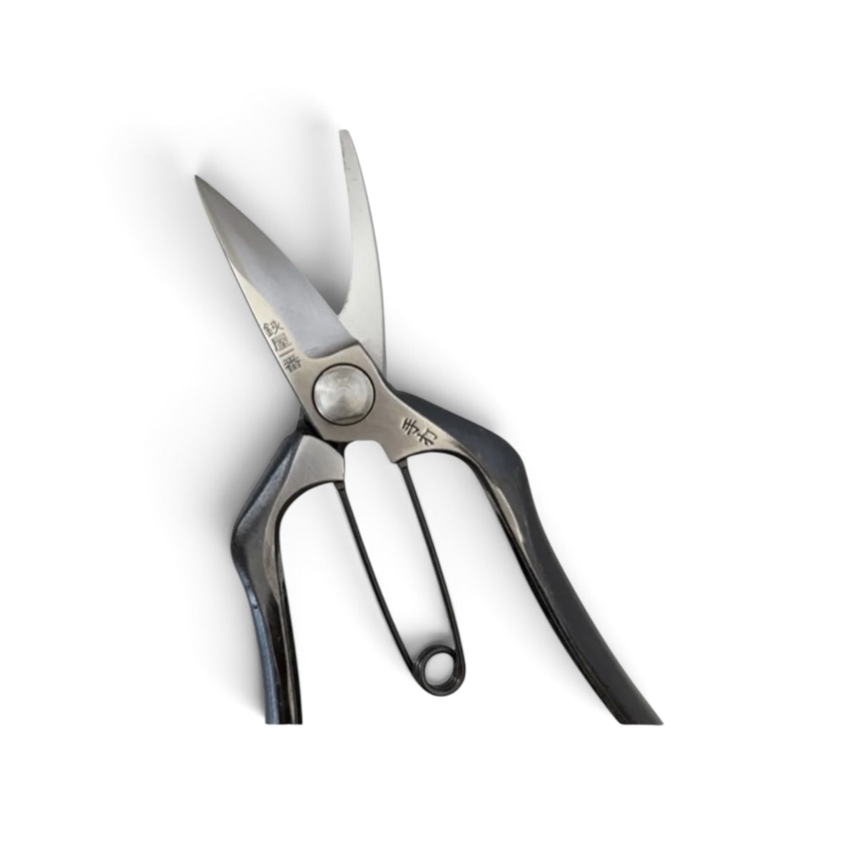Hasamiya Ichiban Bud Trimming Scissors Single-Edged Total Length & Blade: 185mm/58mm Weight: 185g | Premium Japanese Carbon Cutlery Steel [Traditional Hand Forged from Scratch / Hollow Ground Back / Twisted Blade / Screw Joint / Bottom Spring Lock]
