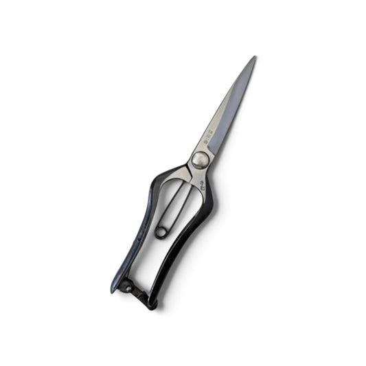Hasamiya Ichiban Bud Trimming Scissors Double-Edged Total Length & Blade: 230mm/97mm Weight: 220g | Premium Japanese Carbon Cutlery Steel [Traditional Hand Forged from Scratch / Hollow Ground Back / Twisted Blade / Screw Joint / Bottom Spring Lock]