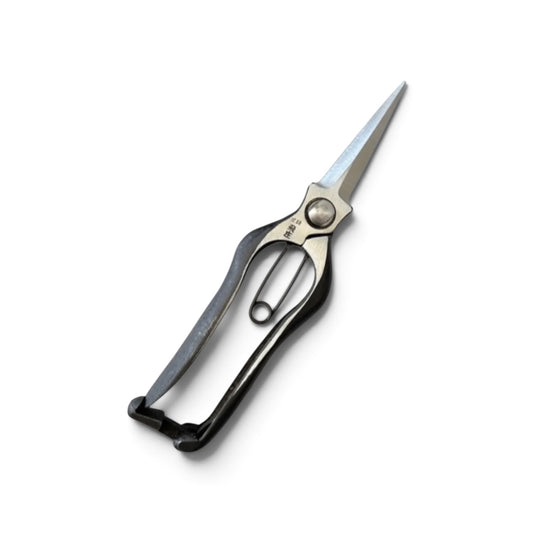 Tobisho Bud Trimming Scissors Double-Edged Authentic Left-Handed Total Length & Blade: 205mm/76mm Weight: 200g | High Carbon Cutlery Steel [Traditional Hand Forged from Scratch / Hollow Ground Back / Twisted Blade / Screw Joint / Bottom Spring Lock]w