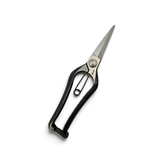 Onoyoshi Double-Edged Bud Trimming Scissors Slim Model Total Length & Blade: 200mm/70mm High Carbon Steel [Traditional Hand Forged from Scratch / Hollow Ground Back / Twisted Blade /Screw Joint / Bottom Lock]