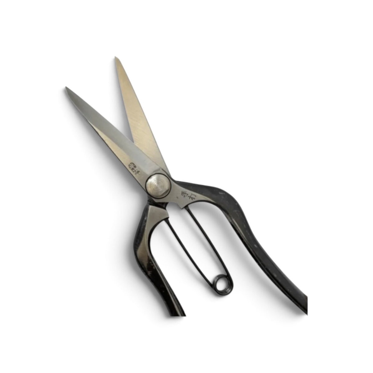 Hanjiro Double-Edged Bud Trimming Scissors Total Length & Blade 200mm/77mm Weight: 200g High Carbon Steel [Traditional Hand Forged from Scratch / Hollow Ground Back / Twisted Blade / Screw Joint / Extended Reach / Bottom Lock]