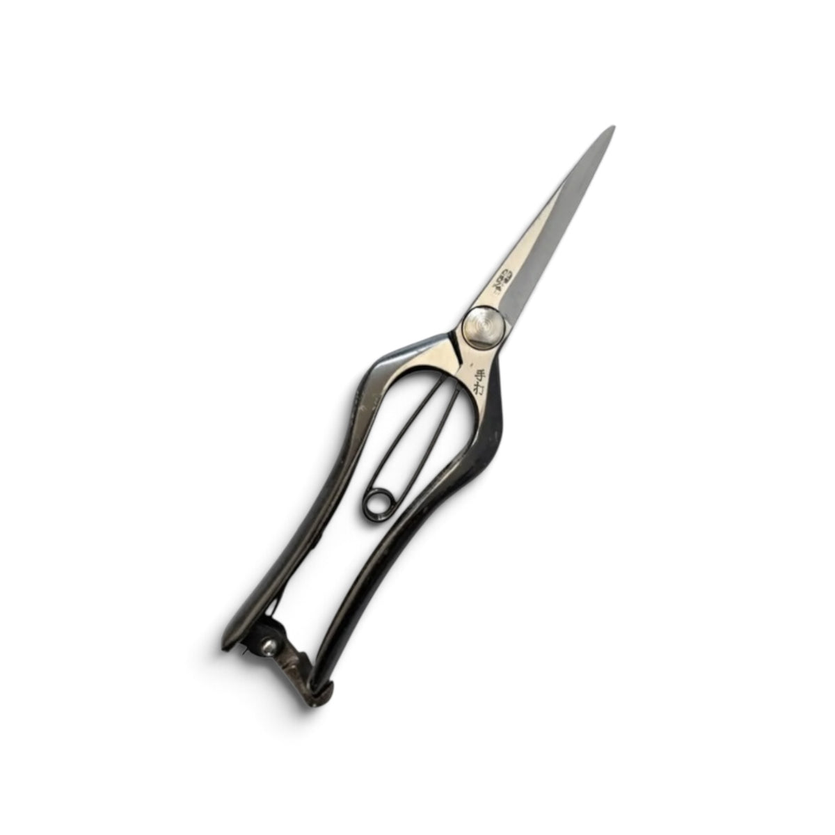 Hanjiro Double-Edged Bud Trimming Scissors Total Length & Blade 200mm/77mm Weight: 200g High Carbon Steel [Traditional Hand Forged from Scratch / Hollow Ground Back / Twisted Blade / Screw Joint / Extended Reach / Bottom Lock]