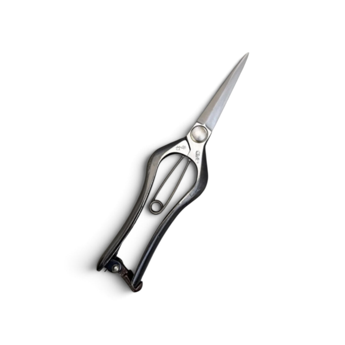Hanjiro Double-Edged Bud Trimming Scissors Total Length & Blade 200mm/77mm High Carbon Steel [Traditional Hand Forged from Scratch / Hollow Ground Back / Twisted Blade / Screw / Extended Reach / Bottom Lock]
