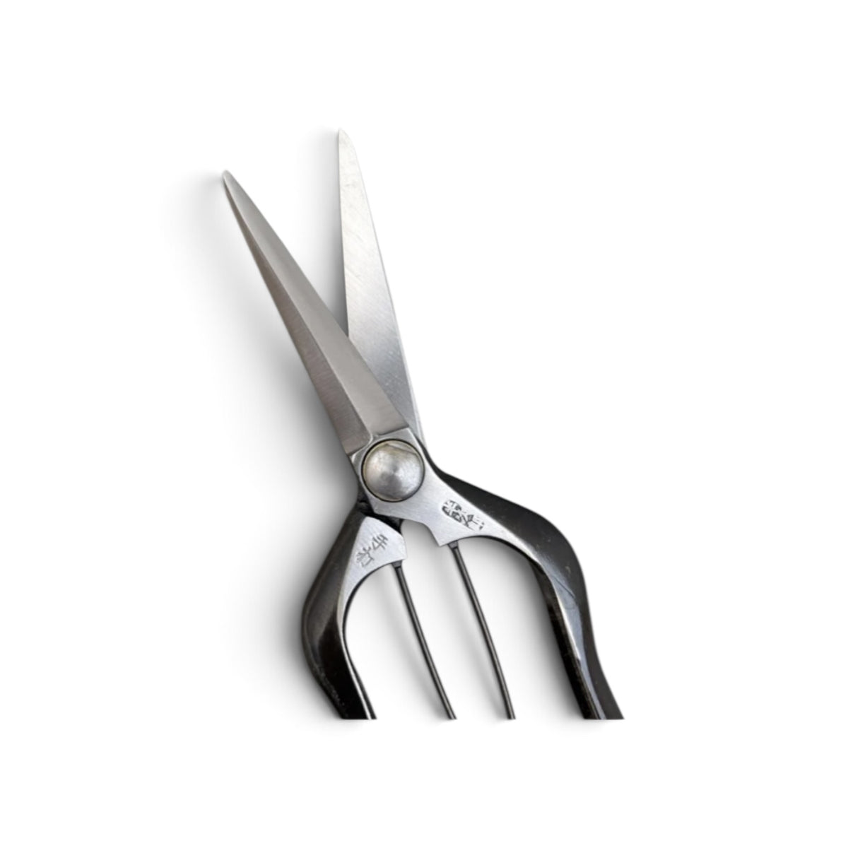 Hanjiro Double-Edged Bud Trimming Scissors Total Length & Blade 200mm/77mm High Carbon Steel [Traditional Hand Forged from Scratch / Hollow Ground Back / Twisted Blade / Screw / Extended Reach / Bottom Lock]