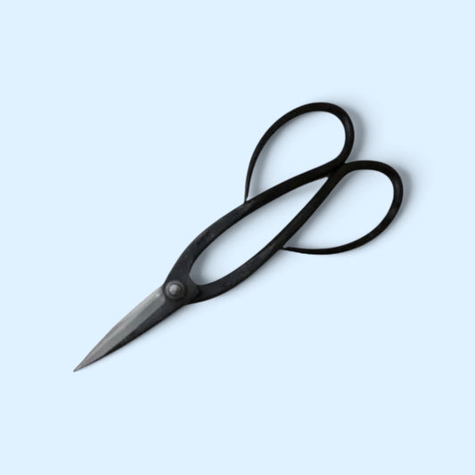 Hasamiya Ichiban Long-Handle Bonsai-Ikebana (Floral Shears) Pruning Shears Total Length & Blade: 210mm/65mm / Yasuki Blue Paper Steel [Traditional Hand Forged from Scratch / Hollow Ground Blade / Twisted Blade / Rivet Joint / Long-Reach Loop Handles]