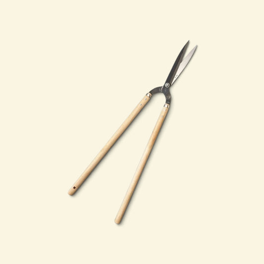 Hasamiya Ichiban Kyo-Style Gate-Hedge Shears 200mm Yasugi Yellow Paper Steel / Oak Handle 360mm [Traditional Hand-Forged from Scratch / Urasuki Hollow Ground / Rivet Joint / Kyo-Style Gate Profile]