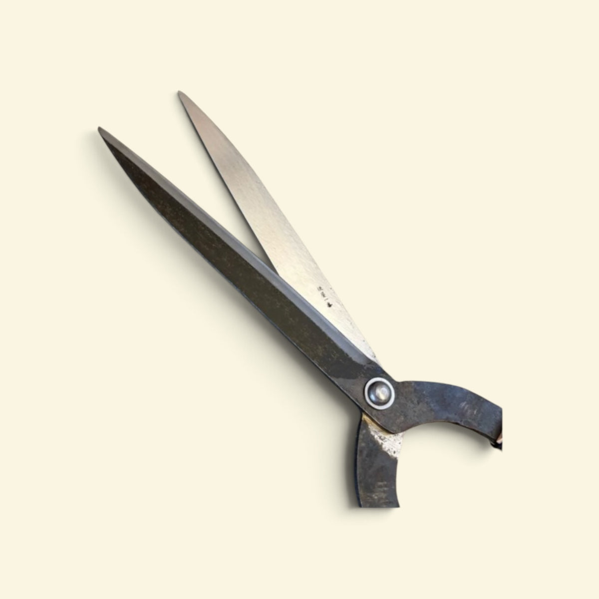 Hasamiya Ichiban Kyo-Style Gate-Hedge Shears 240mm Yasugi Yellow Paper Steel / Oak Handle 500mm [Traditional Hand-Forged from Scratch / Urasuki Hollow Ground / Rivet Joint / Kyo-Style Gate Profile]