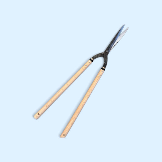 Hasamiya Ichiban Master Gardener Gate-Hedge Shears 180mm Straight Zero-Offset / Yasugi Aogami Blue Paper Steel / Oak Handle 450mm [Traditional Hand-Forged from Scratch / Urasuki Hollow Ground / Rivet Joint / Gate-Style]