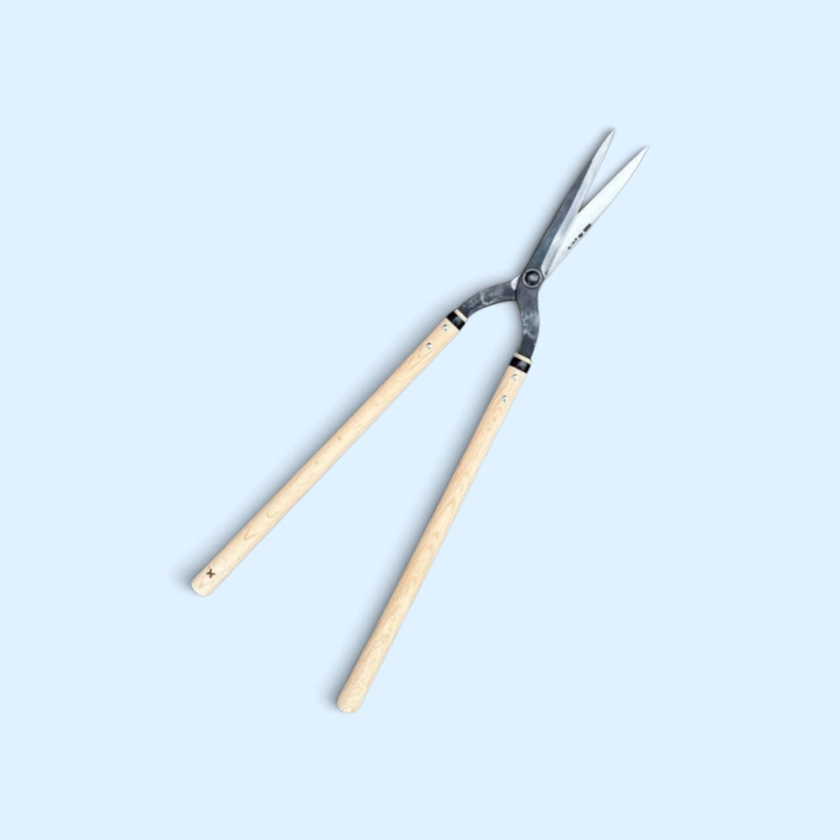 Hasamiya Ichiban Master Gardener Gate-Hedge Shears 180mm Straight Zero-Offset / Yasugi Aogami Blue Paper Steel / Oak Handle 450mm [Traditional Hand-Forged from Scratch / Urasuki Hollow Ground / Rivet Joint / Gate-Style]