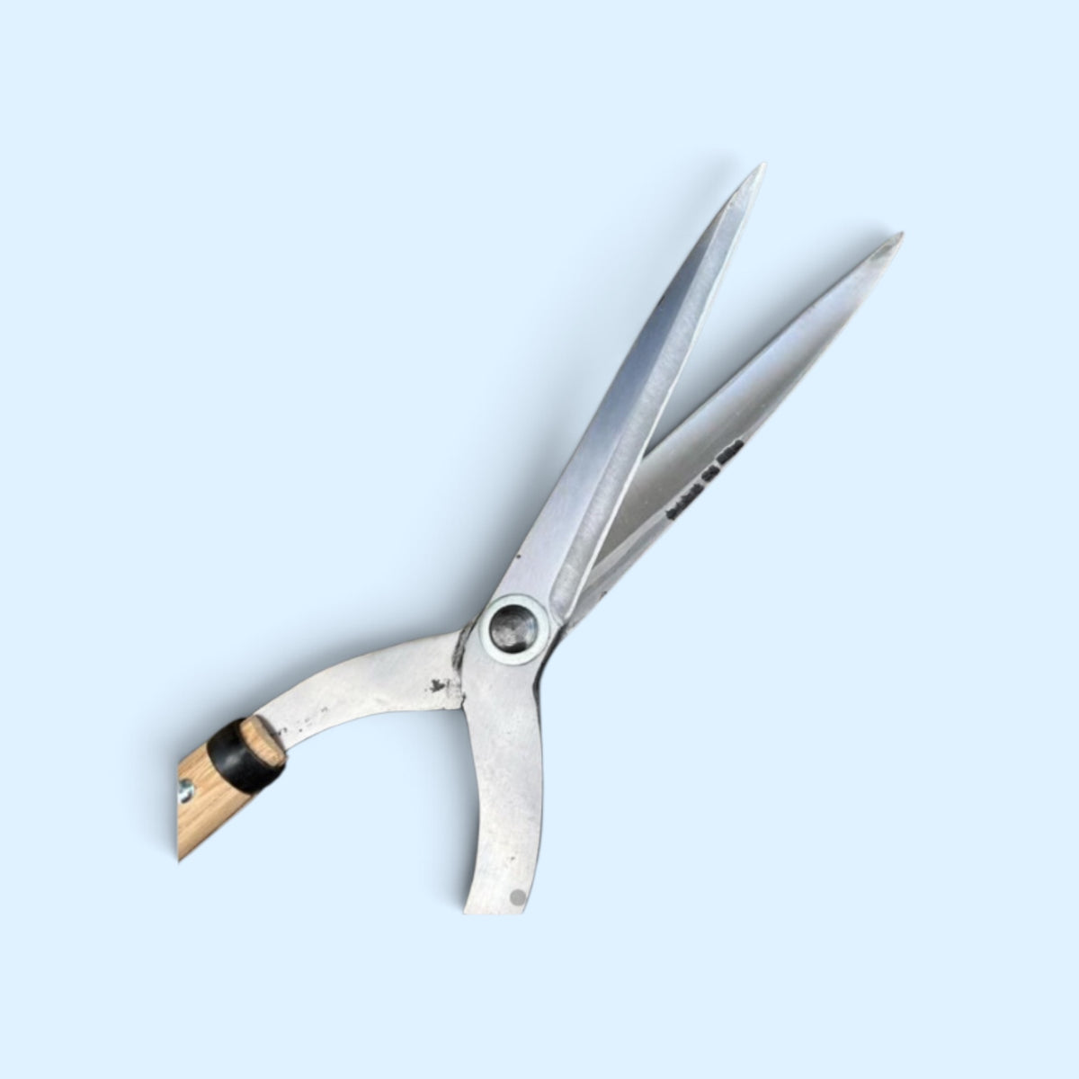 Hasamiya Ichiban Master Gardener Gate-Hedge Shears 180mm Polished Finish Straight Zero-Offset / Yasugi Aogami Blue Paper Steel / Oak Handle 450mm [Traditional Hand-Forged from Scratch / Urasuki Hollow Ground / Rivet Joint / Gate-Style]