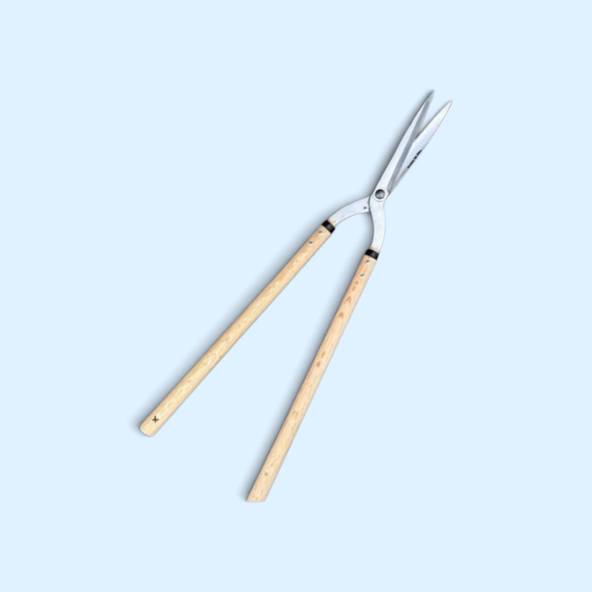 Hasamiya Ichiban Master Gardener Gate-Hedge Shears 180mm Polished Finish Straight Zero-Offset / Yasugi Aogami Blue Paper Steel / Oak Handle 450mm [Traditional Hand-Forged from Scratch / Urasuki Hollow Ground / Rivet Joint / Gate-Style]
