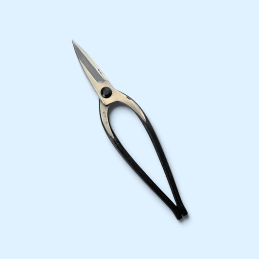 Hasamiya Ichiban Kyoto Style Kiribashi Gardening Shears "Ei-Gata" Total Length & Blade: 250mm/70mm / Yasuki Blue Paper Steel [Traditional Hand Forged from Scratch / Sharp-Point Blade / Polished Finish / Hollow Ground Blade / Twisted Blade / Rivet Joint]