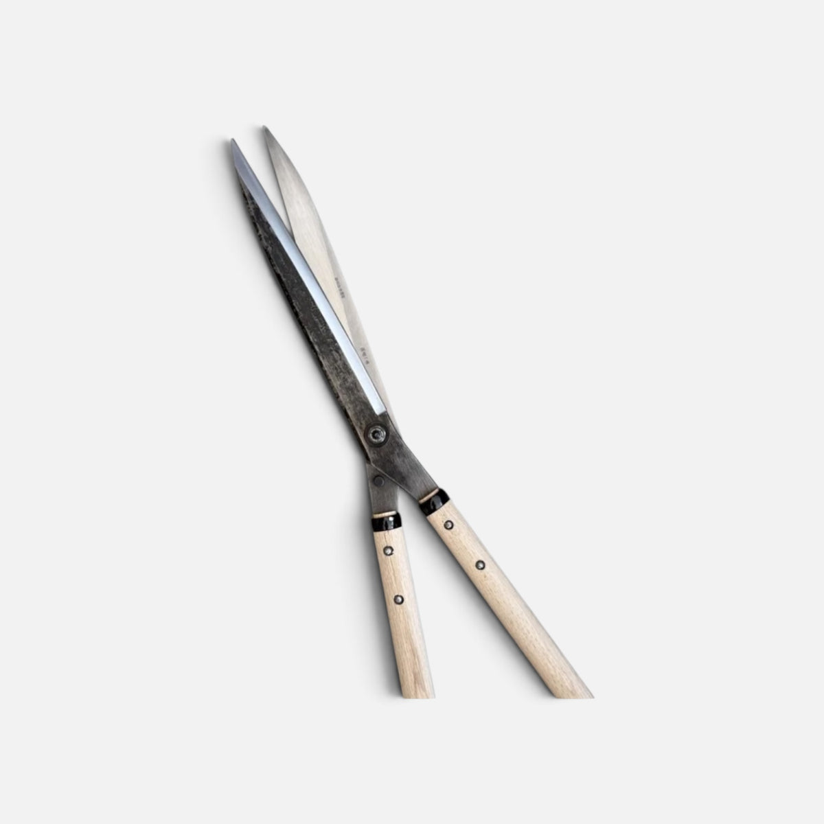 Hasamiya Ichiban Sharp-Angle Model Hedge Shears Total Length & Blade : 630mm/270mm Yasugi Shirogami White Paper Steel / Peony Oak Handle 300mm  [Traditional Hand-Forged from Scratch / Urasuki Hollow Ground / Twisted Blade / Screw Joint / Sharp-Angle]