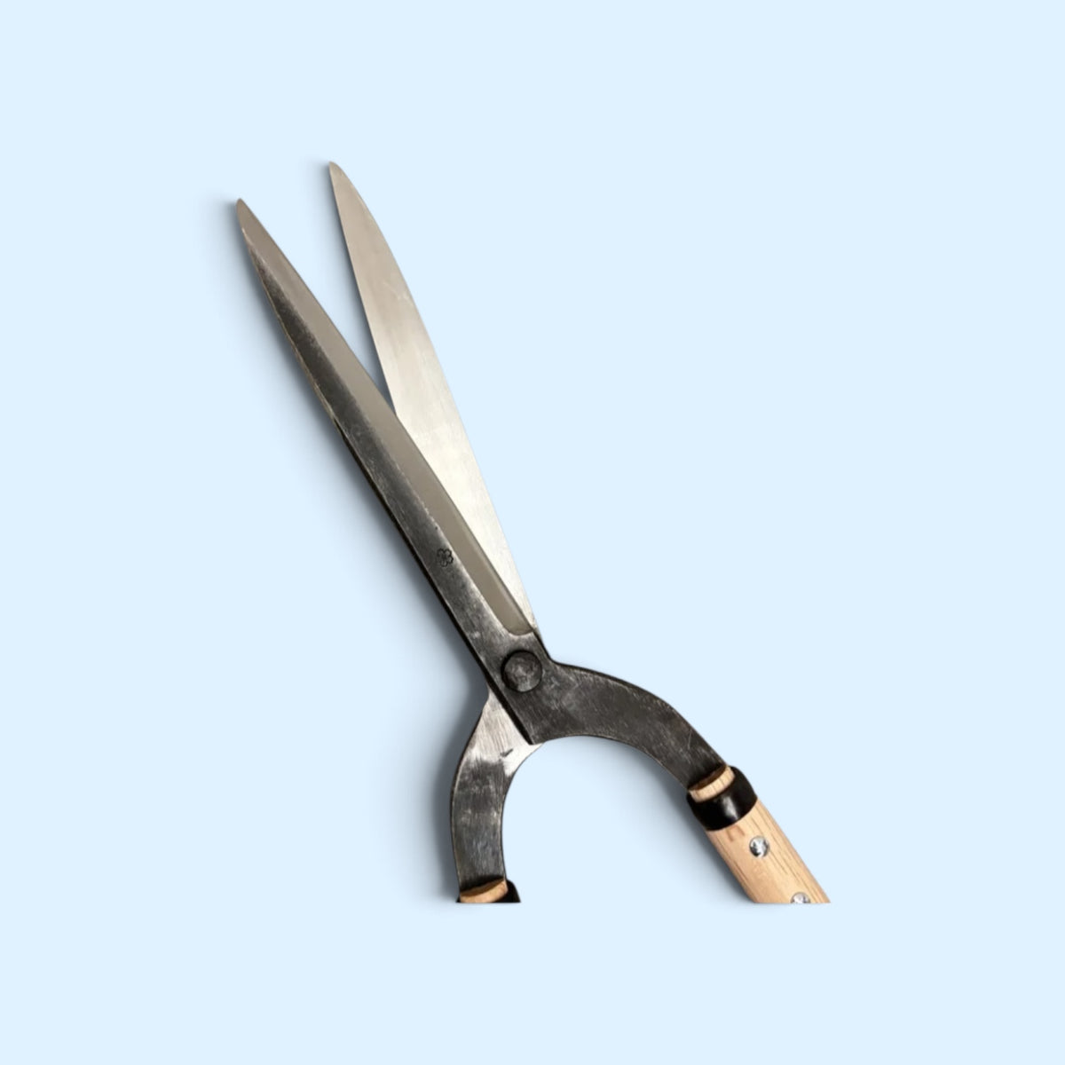 SAKURA Professional Slim-Blade Gate-Hedge Shears Total Length & Blade 775mm/210mm Yasugi Aogami Blue Paper Steel / Oak Handle 500mm [Traditional Hand-Forged from Scratch / Hollow Ground Back / Twisted Blade / Rivet Joint / Gate-Style]