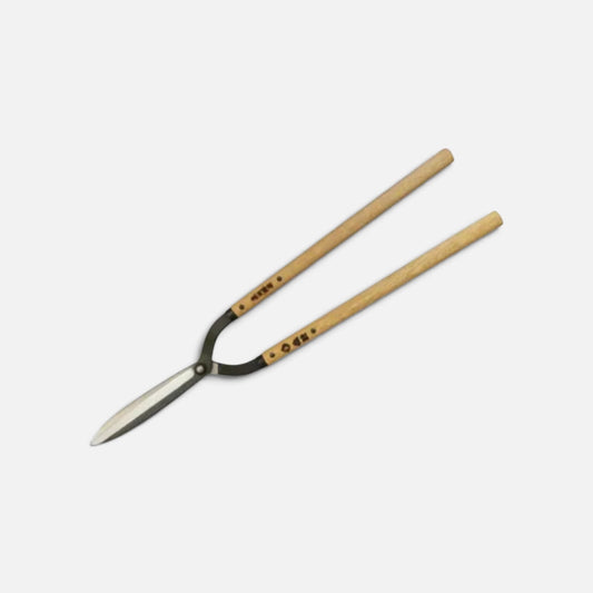 Sasuke Historic Masterpiece Jizo-Style (Curved-Neck Style) Hedge Shears 197mm Yasugi Shirogami White Paper Steel / Oak Handle 455mm [Traditional Hand-Forged from Scratch / Twist Blade /Urasuki Hollow Ground / Rivet Joint / Jizo-Type Curved Neck]