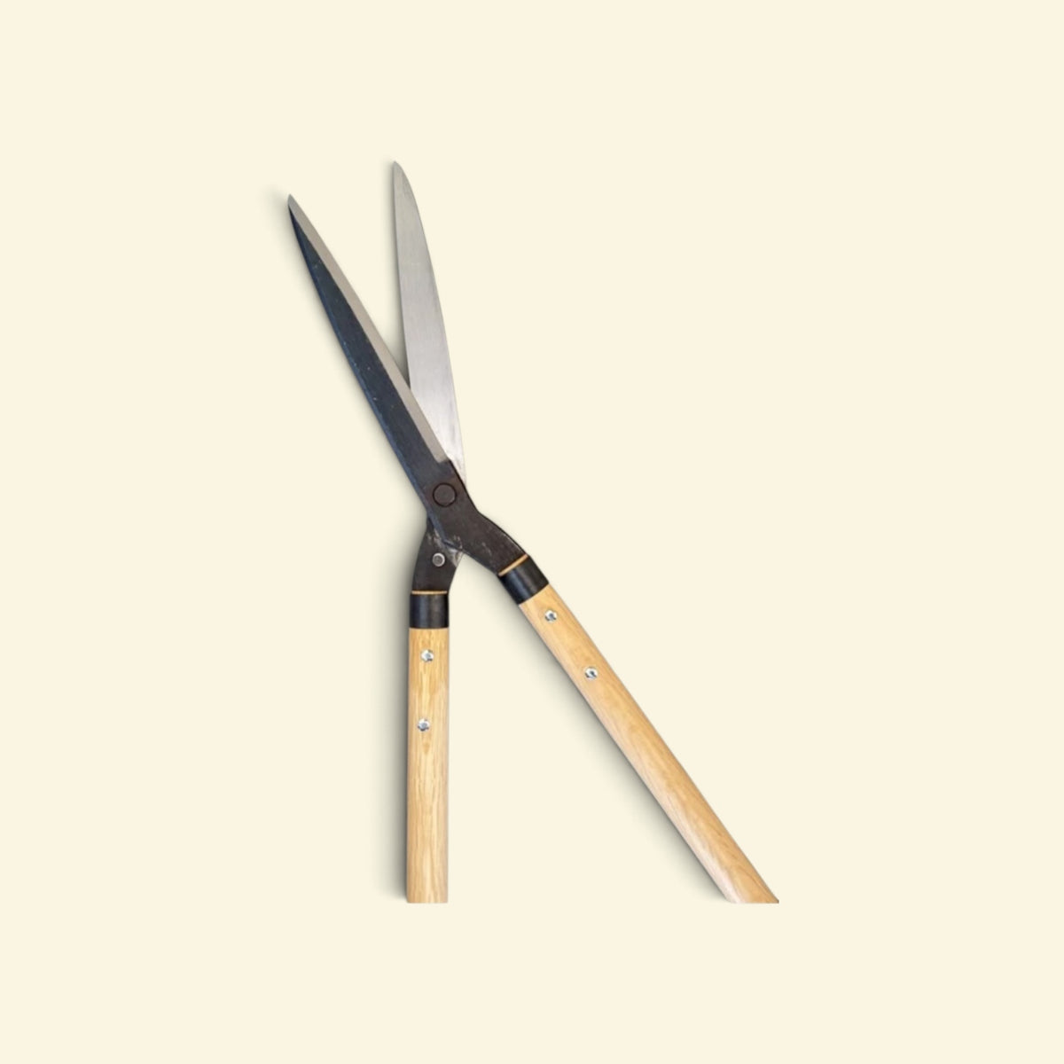 Kaneyoshi Hamono Straight Finishing Hedge Shears 210mm Yasugi Kishi Yellow Paper Steel / Oak Handle 450mm [Traditional Hand-Forged from Scratch / Twist Blade / Urasuki Hollow Ground / Screw Joint / Straight No-Offset Angle]