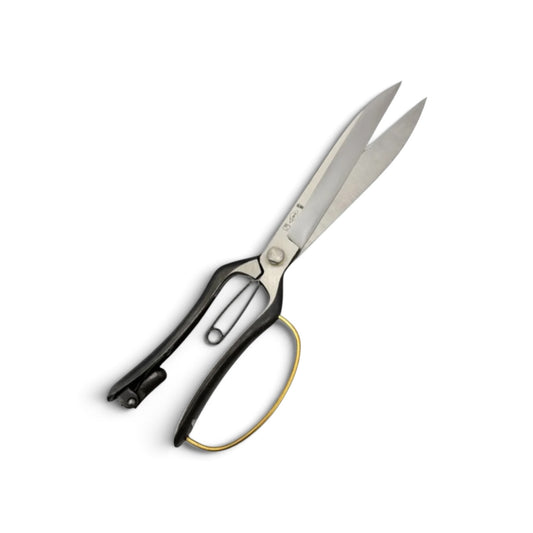 Azumagawa Single-Handed Hedge Shears With Guard Total Length & Blade: 320mm / 173mm Yasugi High-Carbon Steel [Traditional Hand-Forged from Scratch / Hollow Ground Back / Screw Joint / Twist Blade / Smooth Engagement]