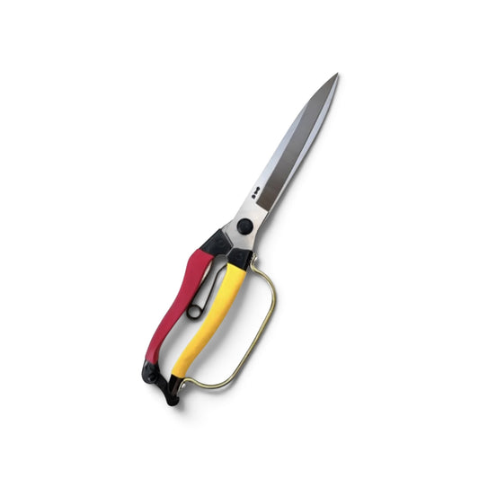 Onotetsu Single-Handed Hedge Shears With Guard (Red & Yellow Handles) Total Length & Blade: 290mm / 140mm Full-Hardened Yasuki Steel [Precision Die-Pressed / Heavy-Duty Practical Model / Smooth Engagement]