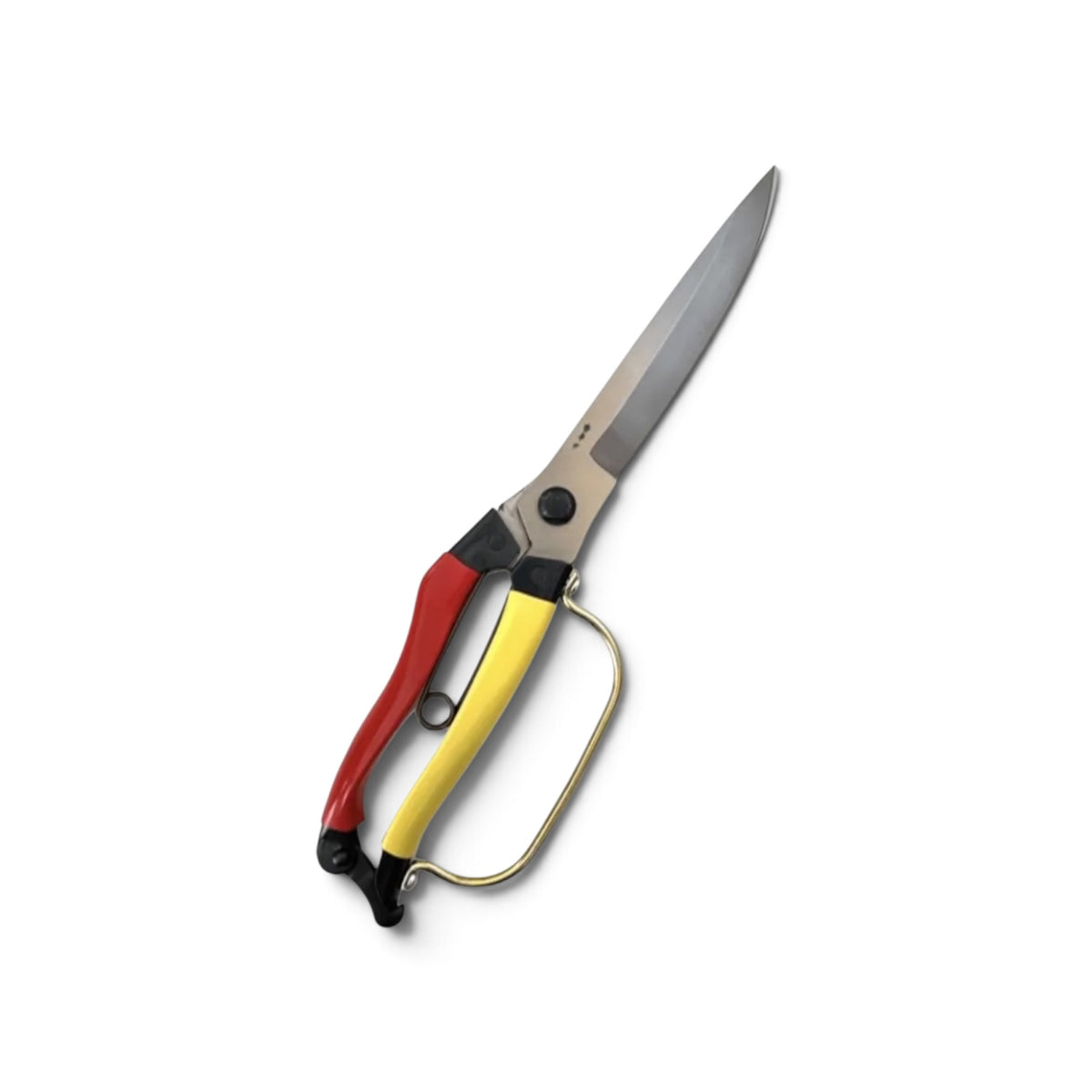 Onotetsu Single-Sided Single-Handed Hedge Shears With Guard (Red & Yellow Handles) Total Length & Blade: 290mm / 140mm Full-Hardened Yasuki Steel [Single-Edged Kataba Profile / Precision Die-Pressed / Heavy-Duty Branch Cutting / Smooth Engagement]