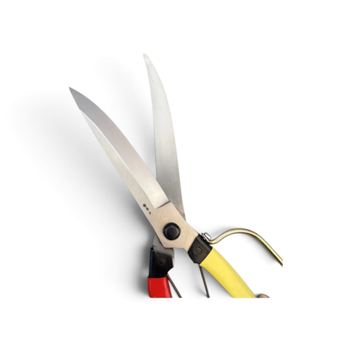 Onotetsu Single-Sided Single-Handed Hedge Shears With Guard (Red & Yellow Handles) Total Length & Blade: 290mm / 140mm Full-Hardened Yasuki Steel [Single-Edged Kataba Profile / Precision Die-Pressed / Heavy-Duty Branch Cutting / Smooth Engagement]