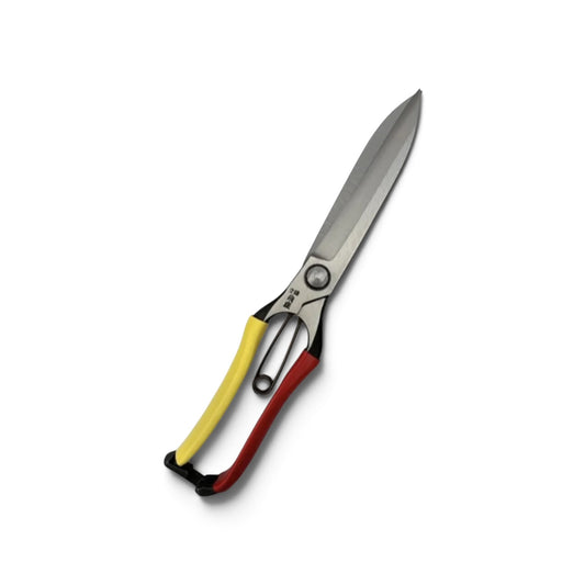 Tobisho Left-Handed Single-Handed Hedge Shears Vinyl-Wrapped Handles Without Guard Total Length & Blade: 270mm / 125mm High-Carbon Cutlery Steel [Traditional Hand-Forged from Scratch / Hollow Ground Buck / twisted Blade / Screw Joint / Smooth Engagement]