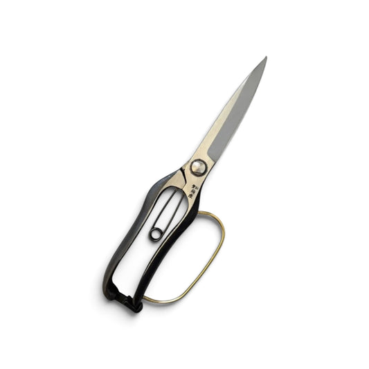 Tobisho Single-Edged Single-Handed Hedge Shears Black Handles With Guard Total Length & Blade: 270mm / 125mm High-Carbon Cutlery Steel [Traditional Hand-Forged from Scratch / Hollow Ground Buck / Twisted Blade / Screw Joint / Heavy-Duty Branch Cutting ]